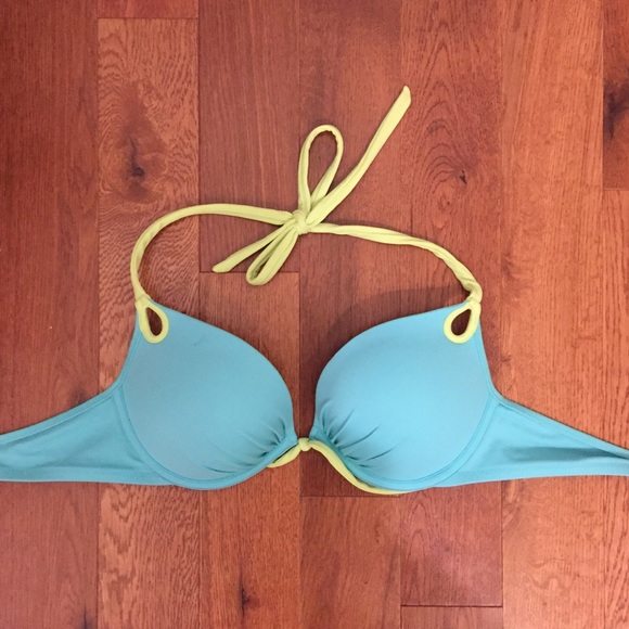 Sexy VS green and blue push up bikini top - Picture 2 of 6